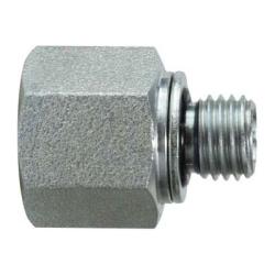 A silver-colored steel adapter, designed for seamless integration - 3/4 Female National Pipe Thread x M30 x 2.0