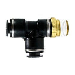 Black and gold plumbing fitting - 3/8 X 1/2 Push-In X Male Iron Pipe DOT Run Tee Composite