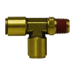 Brass plumbing fitting - 3/8 X 3/8 Push In X Male Iron Pipe DOT Swivel Run Tee