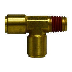 Brass T-fitting with threaded ends - 3/8 x 1/4 PP DOT Male Run Tee