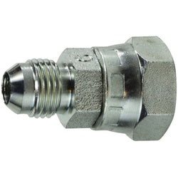 Precision metal swivel fitting for Joint Industry Council to British Standard Pipe connections — -08 Male Joint Industry Council x 3/8 Female British Standard Pipe Parallel Swivel Adapter