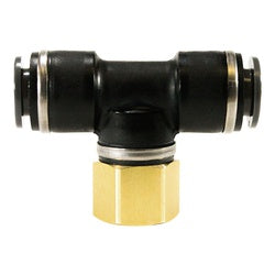 Compact plastic branch tee for secure air and water line connections — 3/8 x 1/8 Plastic PP DOT Female Branch Tee
