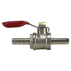 Chrome plated ball valve with dual 3/8-inch hose barb fittings – 3/8 Barb x 3/8 Barb Chrome Plated Ball Valve