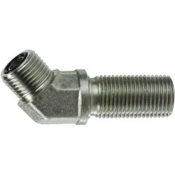 Precision hydraulic 45 degree bulkhead union fitting with male O-ring face seal ends for high pressure fluid lines - 1-11/16-12 Male O-Ring Face Seal Bulkhead 45 Union 