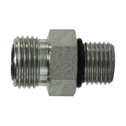 Steel plumbing fitting - 3/16-16 x 1-1/16-12 Male O-Ring Face Seal x Male O-Ring Boss Straight Connector