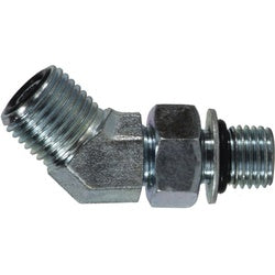 Steel plumbing fitting - 11/16-16 x 7/8-14 O-Ring Face Seal x Male O-Ring 45° Elbow