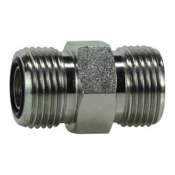 Hydraulic union fitting with male O-ring face seal connections for fluid line systems - 2-12 Male O-Ring Face Seal Union