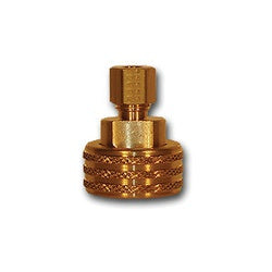 Brass Garden Hose Swivel adapter, featuring a swivel design to allow easy attachment without twisting the entire hose or tube - 3/4 Female Garden Hose x 1/4 Outer Diameter Lead-Free Compression Garden Hose Swivel