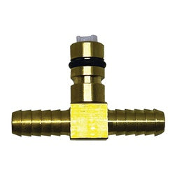 Brass 1/4-inch tee fitting with shutoff + Flojet Brass Tee Connector
