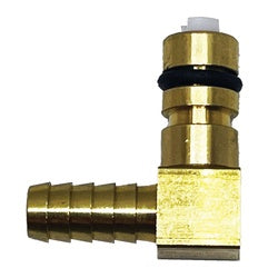 Brass 1/4-inch elbow fitting with shutoff + Flojet Brass Elbow Connector
