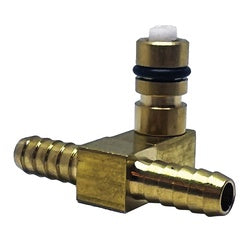 Brass 1/4-inch offset tee with shutoff valve + Flojet Brass Offset Tee Connector
