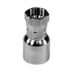 A silver-colored stainless steel straight swivel adapter - 43 Series 1 Hose x -16 Female Joint Industry Council