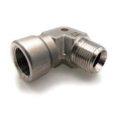 316 stainless steel 90-degree elbow with 1-1/4" male NPT and 1-1/4" female NPT threads – 316 1-1/4 Male National Pipe Thread x 1-1/4 Female National Pipe Thread 90