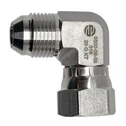 316 stainless steel 90-degree male to female Joint Industry Council (JIC) hydraulic elbow adapter - 316 -24 Male Joint Industry Council x -24 Female Joint Industry Council 90°