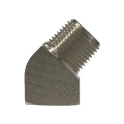 Nickel-plated brass 45° street elbow for angled pipe connections – 1/8 Male Iron Pipe x Female Iron Pipe Brass 45° Street Elbow.