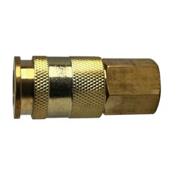 Brass fitting 1/4 Universal Coupler 1/4 Female National Pipe Thread 250 Pounds Per Square Inch Brass/Steel