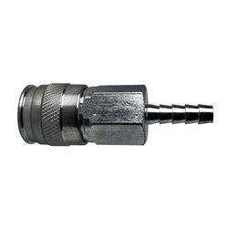 Metal fitting with threaded end 3/8 Universal Coupler 3/8 Barb 250 Pounds Per Square Inch Steel