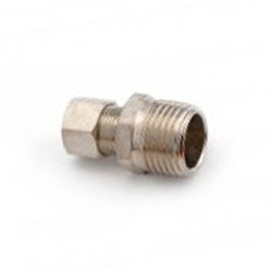 Nickel-plated brass adapter fitting with compression connection to male NPT pipe thread - 7/8 x 3/4 Compression x Male Iron Pipe Adapter-Nickel-Plated