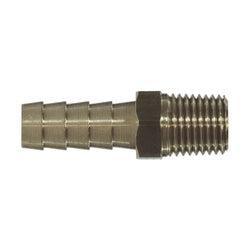 Nickel-plated brass rigid adapter fitting with hose barbed connection to male pipe thread - 5/16 x 3/8 Nickel-plated Hose Barb x Male Adapter
