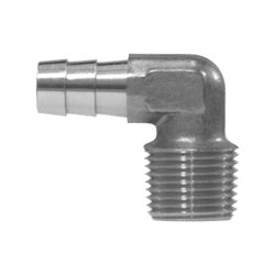 Hose barb to male NPT pipe thread chrome-plated brass 90-degree male elbow fitting - 129E CP 5/16 x 1/4 Elbow