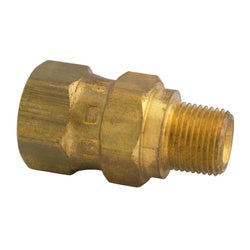Brass adapter with 1/2 inch NPS straight mechanical and 3/8 inch male pipe thread swivel – 1/2 National Pipe Straight Mechanical x 3/8 Male Pipe Thread Swivel