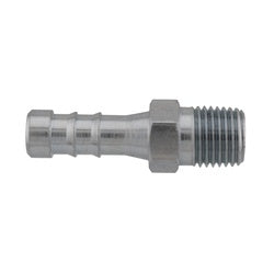Plated steel hose adapter with 1/4 inch barb and 3/8 inch male iron pipe threads – 1/4 x 3/8 Barb x Male Iron Pipe Plated Steel