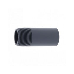Dark gray PVC pipe nipple, features a threaded one end design with a male NPT thread on the opposite side - 1-1/2 x 6 Polyvinyl Chloride Schedule 80 Nipple Thread One End
