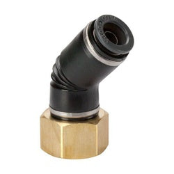 Composite D.O.T. 45-degree female elbow fitting with push-to-connect connection on one end - 3/8 Female Pipe Thread x 3/8 Tube DOT Composite 45