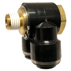 Black and brass plumbing fitting 1/2 Male Pipe Thread x 5/8 and 1/2 Tube DOT Composite Double 90