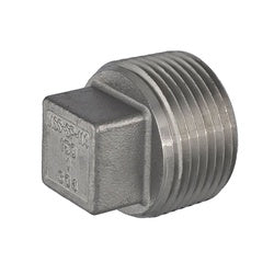 Stainless steel square head pipe plug with male threads for industrial plumbing - 3/4 304 Stainless Steel Square Head Plug - SP114
