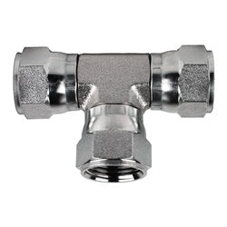 Three-way swivel union tee -06 Female Joint Industry Council Swivel Union Tee
