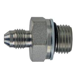 Steel adapter fitting with threaded ends - -04 Male Joint Industry Council x M10 Male Metric x 1.0