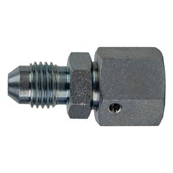 Male JIC to female metric steel swivel adapter fitting - -06 Male Joint Industry Council x M14 x 1.5 Female Metric Swivel, DIN L