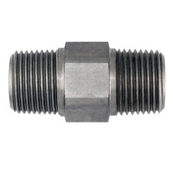 Male NPT to male BSPT thread steel adapter fitting - 1/4 Male National Pipe Thread x 1/4 Male British Standard Pipe Tapered