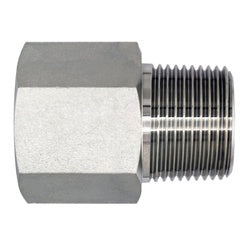 Durable steel adapter connecting female NPT to male BSP tapered straight, Female National Pipe Thread x Male British Standard Pipe Tapered Straight Steel - 1/2 x 1/2-14 Female National Pipe Thread x Male British Standard Pipe Tapered Straight Steel