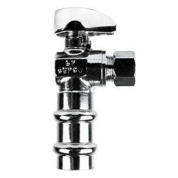 Compression x Press Angle Mini Turn, Lead-Free Pipe Connector - 3/8 Compression x 1/2 Press Angle Lead Free Mini 1/4 Turn