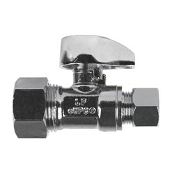 Lead-Free Compression x  Compression Straight Mini Turn – Plumbing Fitting - 3/8 Compression x 3/8 Compression Straight Lead Free Mini 1/4 Turn