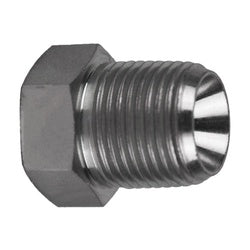 Metal BSPT bushing for connecting 1/2 male to 3/8 female threads, 1/2 Male BSPT x 3/8 Female BSPT Bushing.