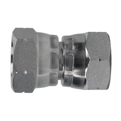 Hydraulic pipe coupling with dual 3/8 Female British Standard Pipe Parallel x 3/8 Female British Standard Pipe Parallel