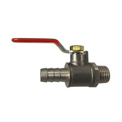 Chrome plated ball valve with male iron pipe thread and hose barb fitting – 1/4 Male Iron Pipe x 3/8 Barb Chrome Plated Ball Valve