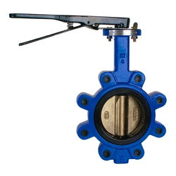 Butterfly valve with blue body and bronze disc - 3" Ductile Iron Butterfly Valve Lug/Lever Aluminum Bronze Disc