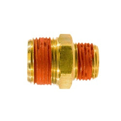 Brass 3/8 x 1/4 male iron pipe hexagonal nipple + Vibraseal Brass Pipe Connector
