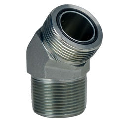 Durable steel male O-ring face seal 45-degree elbow with male pipe thread for secure hydraulic connection – 9/16-18 x 1/8 Male O-Ring Face Seal x Male National Pipe Thread 45-degree Elbow