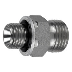 Steel plumbing fitting - 1/4 Male O-Ring Face Seal x 3/8 Male British Standard Pipe Parallel O-Ring Retained