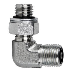 Precision hydraulic elbow fitting with male O-ring face seal end and tube connection for machinery fluid systems - 9/16-18 x Metric 12-1.5 Male O-Ring Seal x Tube 90 Degree Elbow Connector