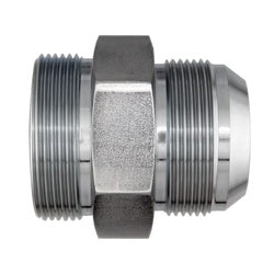 Steel Adapter fitting, connecting a Male ORFS thread to a Male JIC flared thread - 2-12 x 2-12 Male O-Ring Face Seal x Male Joint Industry Council Straight Adapter