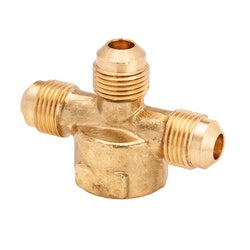 Three male flared ports to one female NPT pipe thread brass cross fitting - 503FP 3/8 x 3/8 x 3/8 x 3/8 Flared Cross