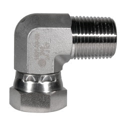 Compact 316 stainless steel male NPT x female NPS mechanical swivel 90 for tight space plumbing applications - 316 1/8 Male National Pipe Thread x 1/8 Female National Pipe Straight Mechanical Swivel 90