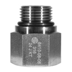Stainless steel O-ring boss adapter – 316-12 Male O-Ring Boss x -12 Female O-Ring Boss