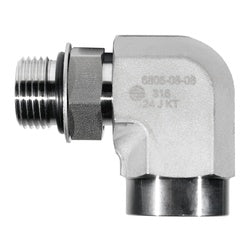 Durable 316 stainless steel 90 degree fitting with male adjustable o-ring boss x female national pipe thread for plumbing or hydraulic systems - 316 -16 Male Adjustable O-Ring Boss x 1 Female National Pipe Thread 90